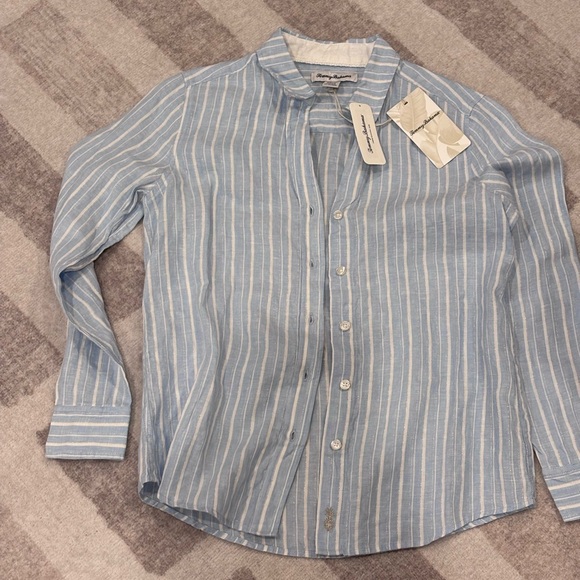 Tommy Bahama Tops - Tommy Bahama | Women's Blue and White Striped Casual Button Down Shirt